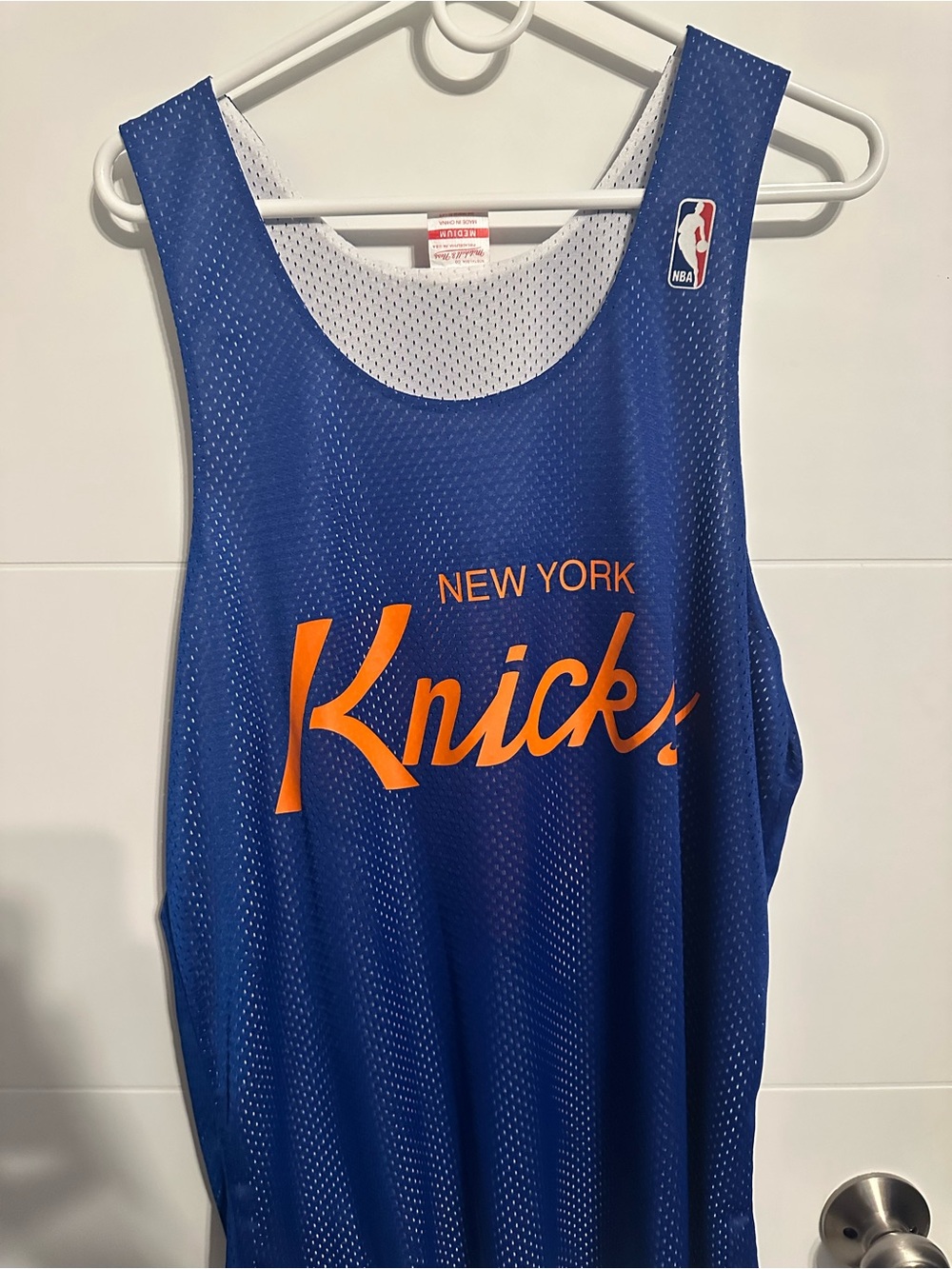 Mitchell & Ness New York Knicks Blue and Orange Mesh Jersey Tank